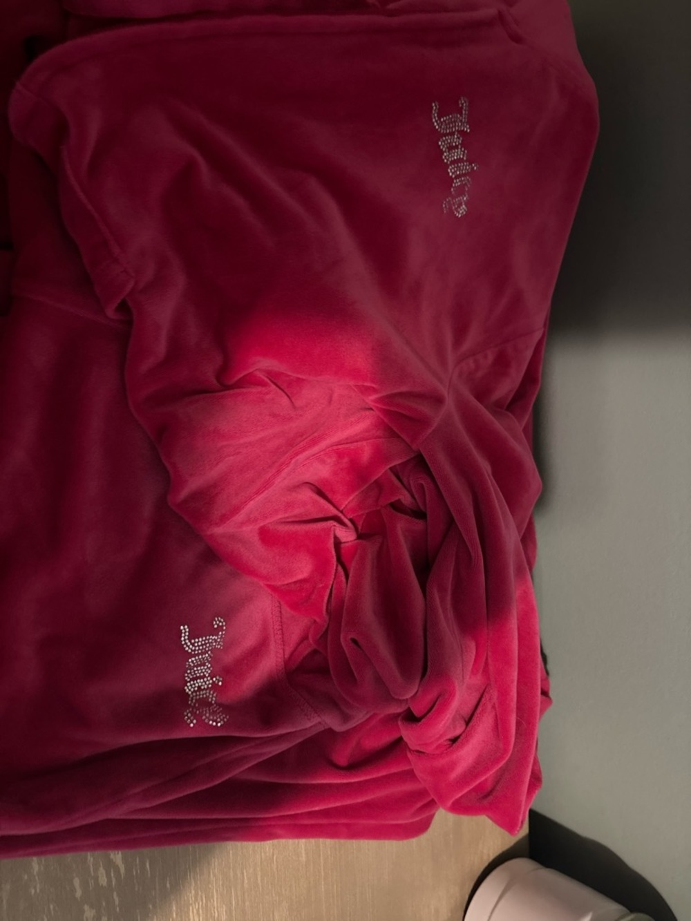 Pink Juicy Velour Rhinestone Logo Track Suit. Size Large.